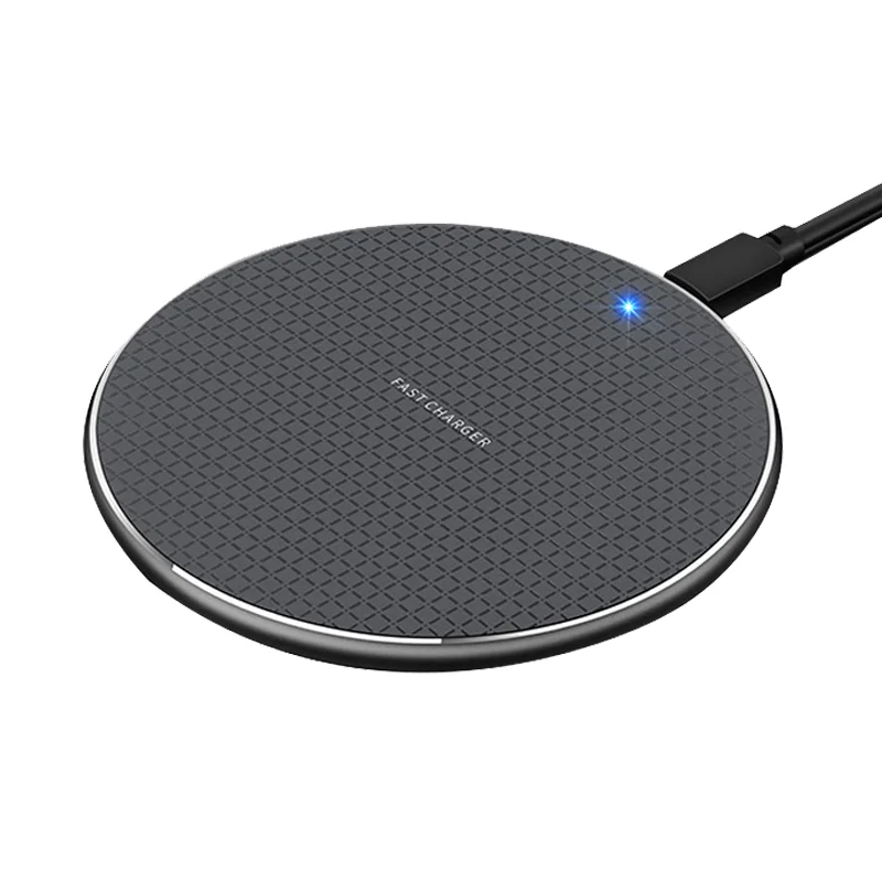 

10W K8 low temperature Ultra-Thin Universal Aluminum Fast Wireless Charging Qi Fast Quick Wireless Charger For Mobile Phone, Black,silver,red,blue