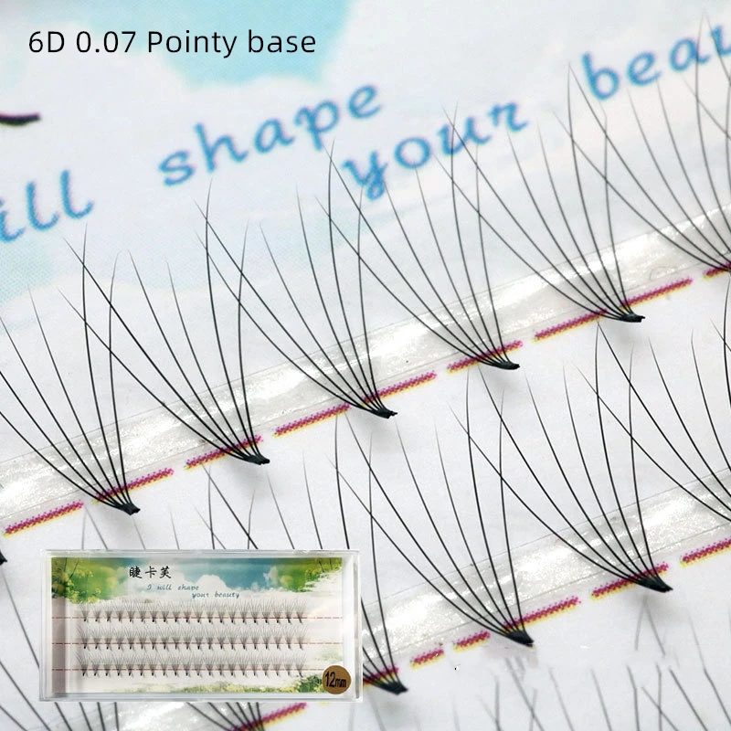 

Korean pbt fiber eyelashes 3D 5D 6D 8D 10D 12D pointy base long stem premade fans private label free design cluster lashes, Natural black