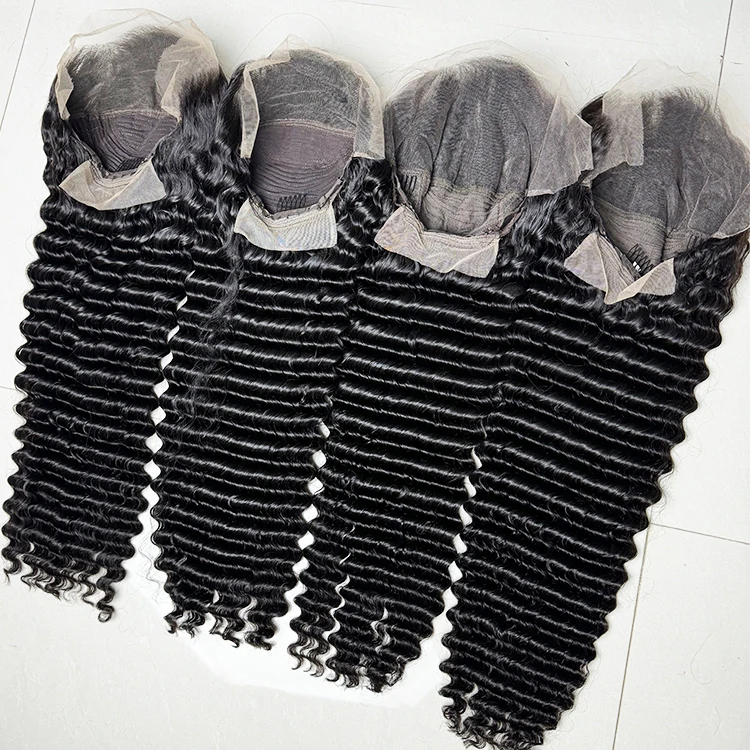 Wholesale Cambodian Virgin Human Hair Deep Wave Raw Virgin Cambodian Wigs Human Hair Lace Front Full Wigs