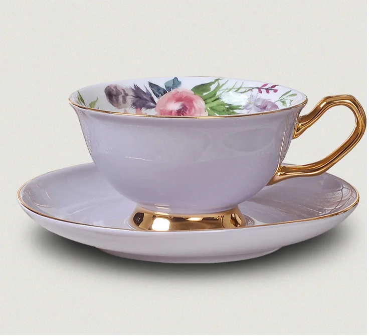 

Flower Painted Royal Elegant Afternoon Tea Cup and Saucer Set, As picture