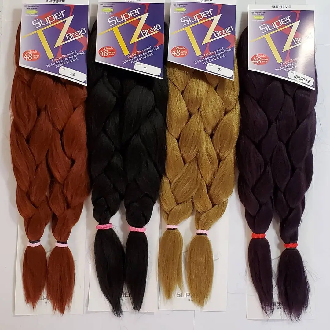 

Pre Stretched accept customized packaging 26inch crochet single color 2 tones 3 tones T-Z braid hair, Per color two tone three tone color more than 55 color