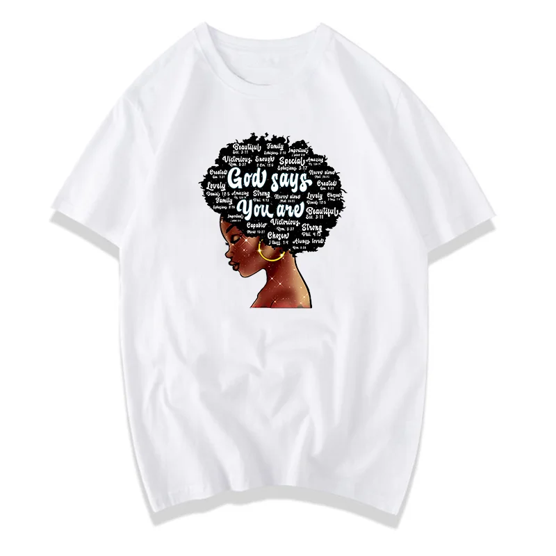 

Strong Black africa Queen Gifts for women t shirt print female t-shirt aesthetic clothes Black Women God Say You Are tshirt