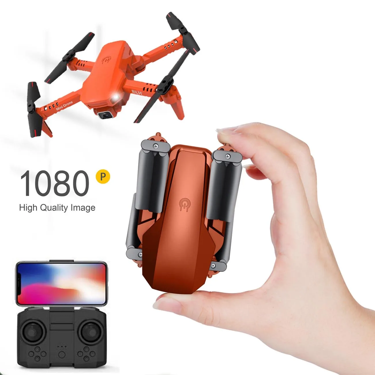 

2020 NEW E88 4k HD Drone With wide-angle camera drone WiFi 1080p real-time transmission FPV drone follow me rc Quadcopter, Black,orange