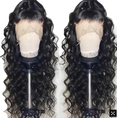 

European and American wig female chemical fiber black long curly hair wig set
