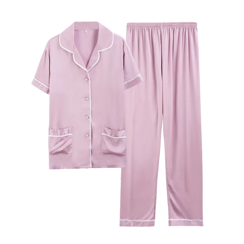 

Winter Casual Lounge Luxury Pijama De Seda Two Piece Pajama Set Slik Night Suit Sleep Wear Seven Minute Pants Women Sleepwear