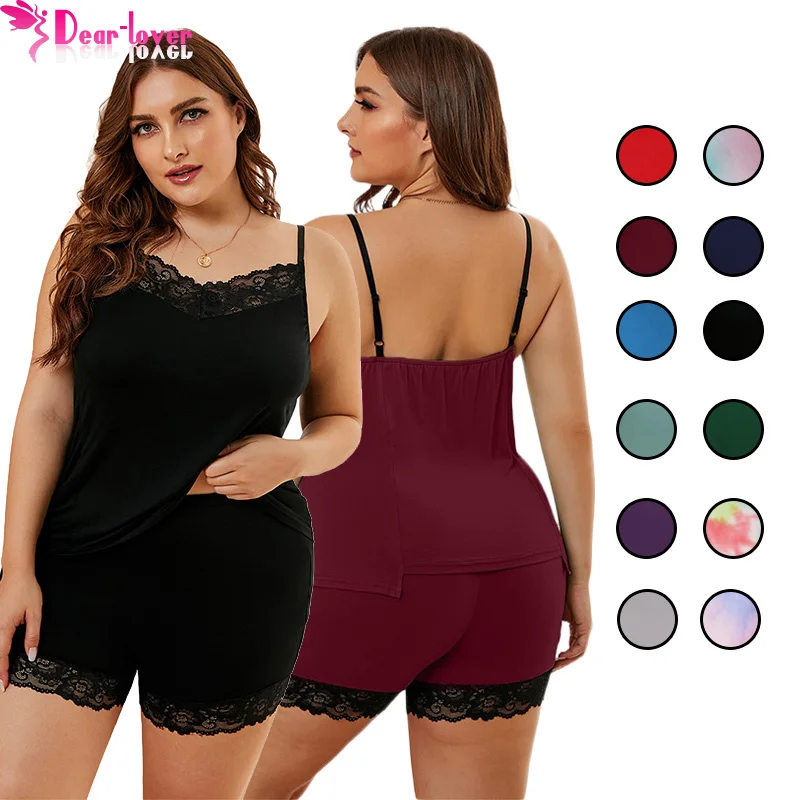 

Wholesale New Arrive Fashion Women Plus Size Pajamas Set With Lace Trim, Customized