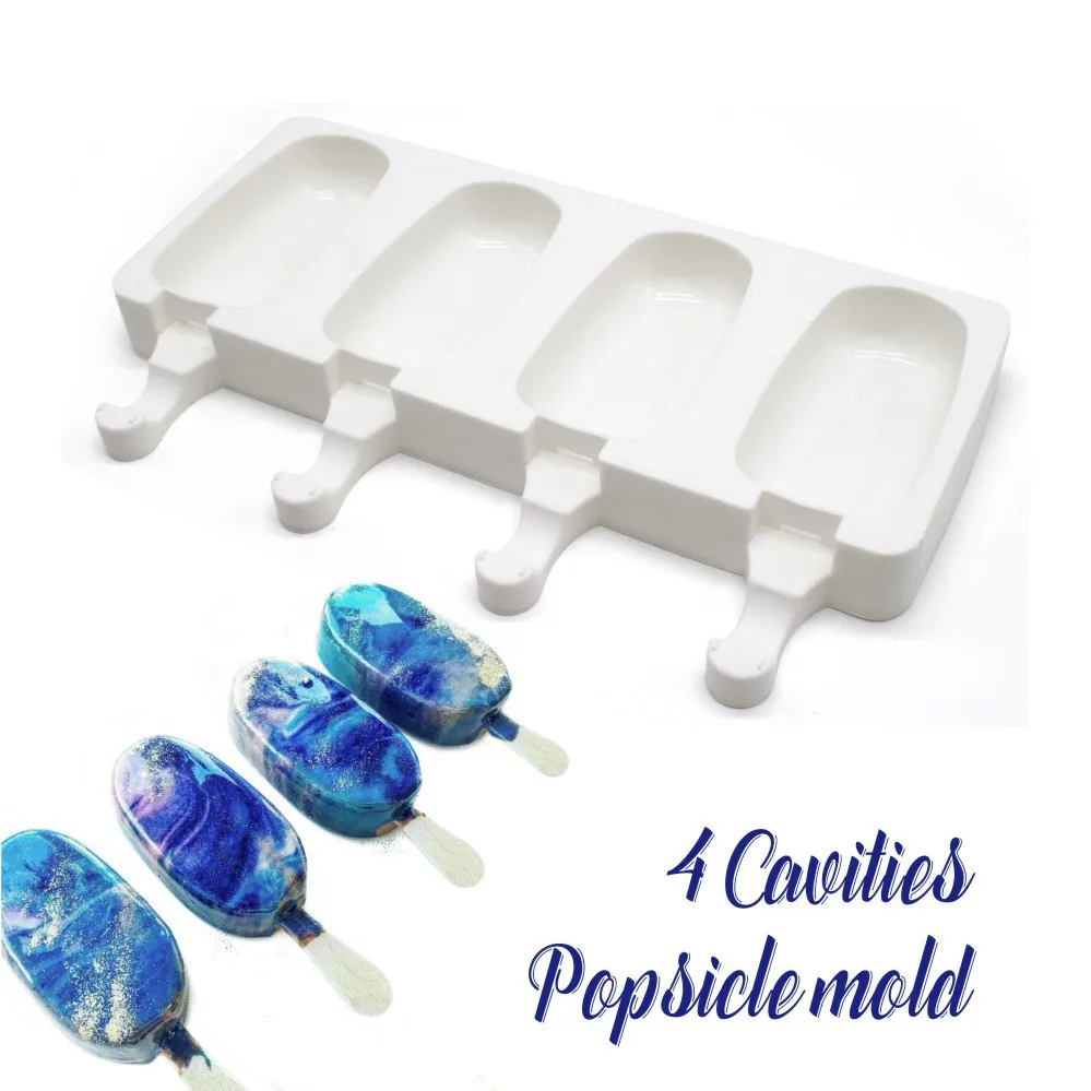 

4 oval jelly pudding tray brazilian moldes de popsicle chocolate candy silicone ice cream cone mold for pops magic kitchen tools, As picture
