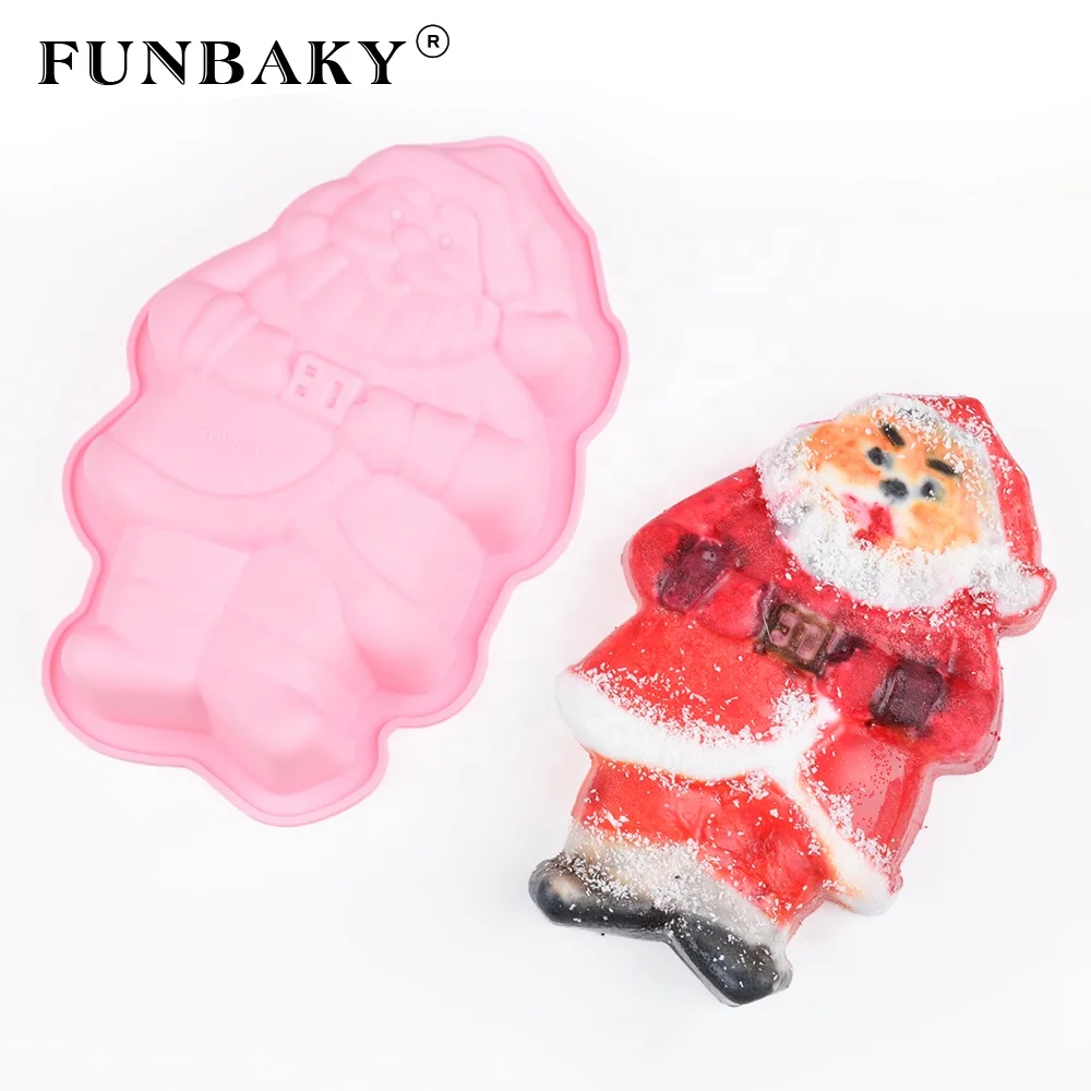 

FUNBAKY JSC2019 Merry Christmas bakeware single lumen Santa Claus shape cake silicone mold homemade cake tools, Customized color