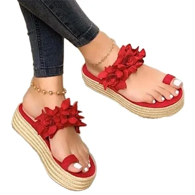 

Women Casual Daily Flower Slip On Platform Sandals Summer Cute Ladies Beach Dress Flat Shoes Dropshipping Female Sandals