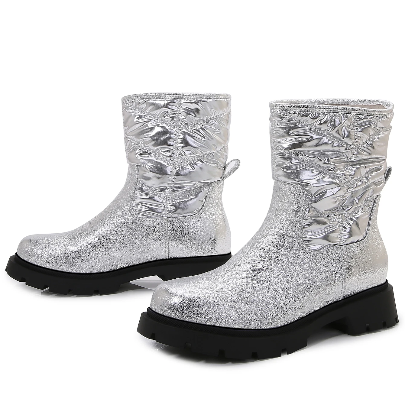 

Winter Snow Boot 2021 Fall Winter New Design Boot Thick Sole Platform Thick Heel Sexy Club Wear Luxury Sliver Winter Ankle Boot, Silver