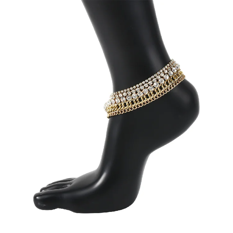 

Hot sale Gold Anklet Set Gold Plated Jewelry Sets Women Multi-layer Hip Hop Design Summer Antique Foot Anklets Gold Chain