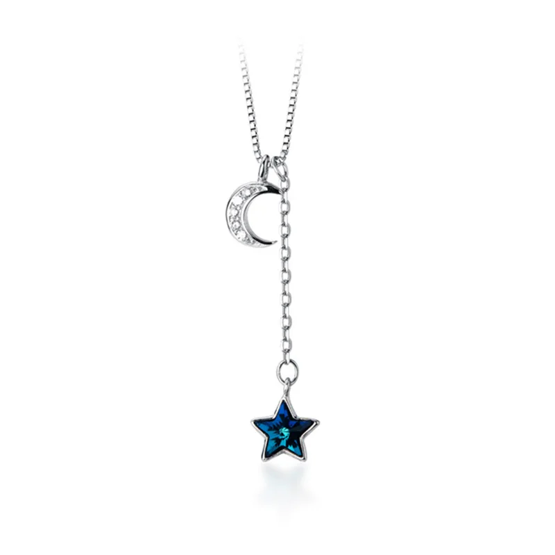 

wholesale jewellery 925 sterling silver elegant diamond crystal tassel choker pendant necklace for women