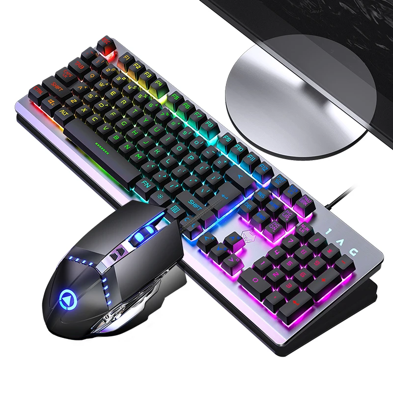 

RGB Rainbow LED Light Manipulator Mouse Keyboard Combination, Black,white