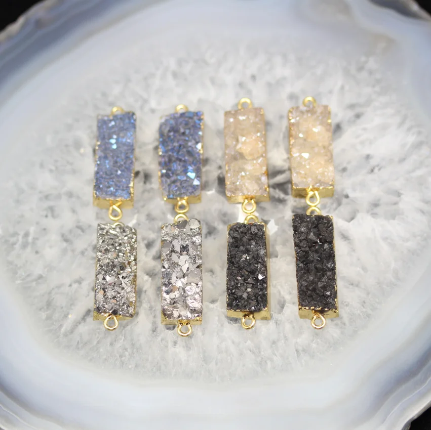 AM-YGH197 Latest Designer Fashion Solar Druzy Gemstones Bulk Links Connectors for Jewelry Making, Jewelry Connectors