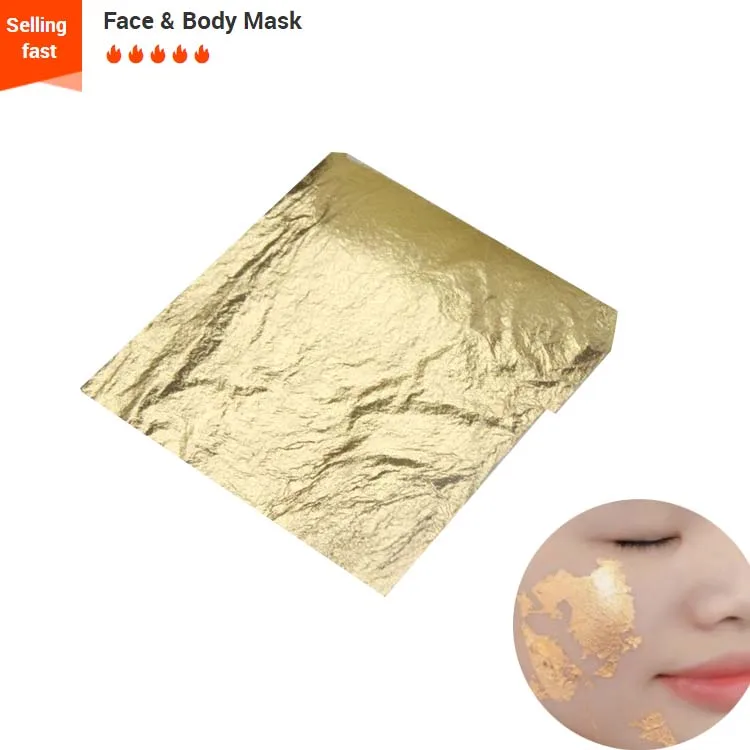 

OEM Spa anti-wrinkle sheet paper mask 24k gold foil leaf, Gold 24k