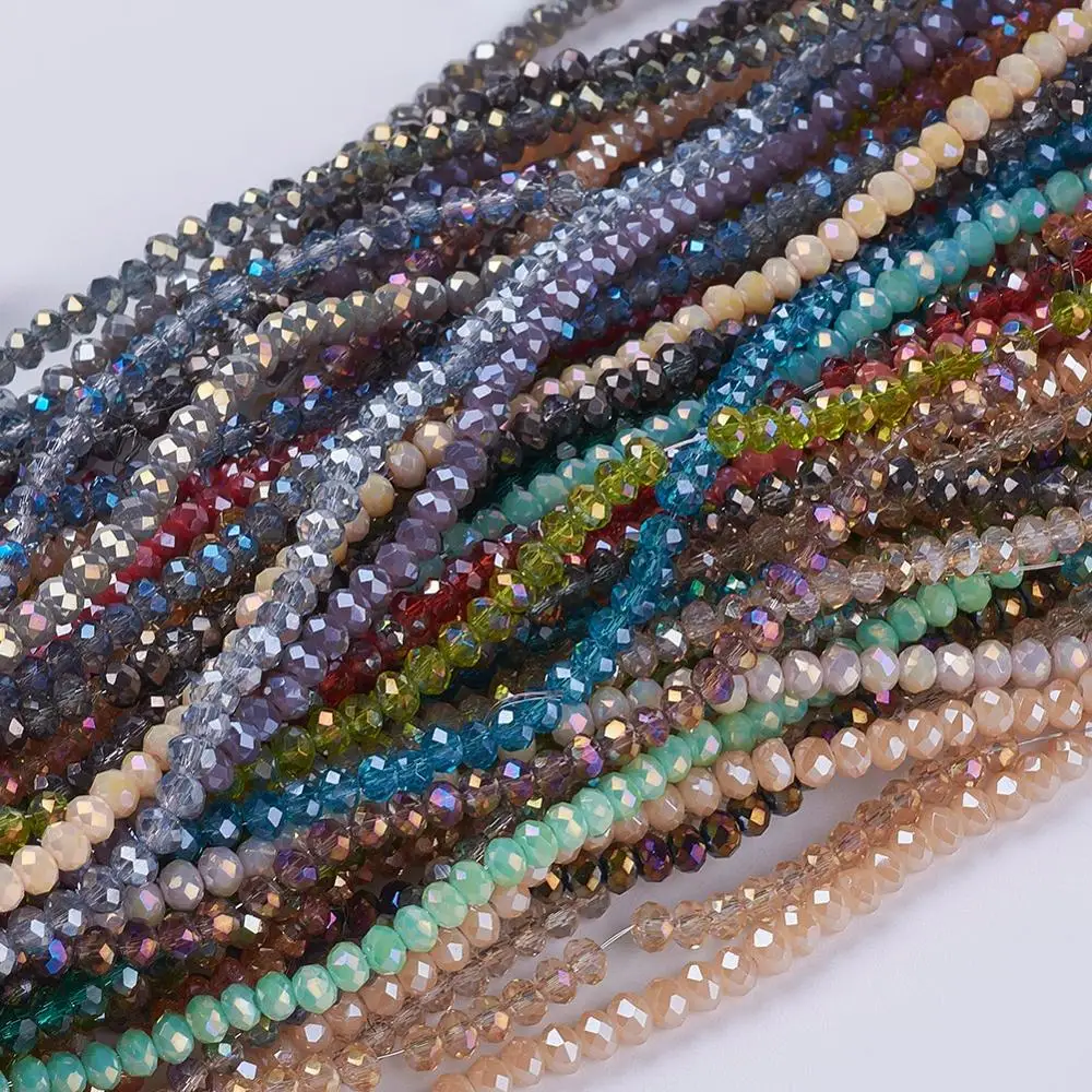 

PandaHall 3mm Mixed Style Faceted Rondelle Electroplate Glass Beads