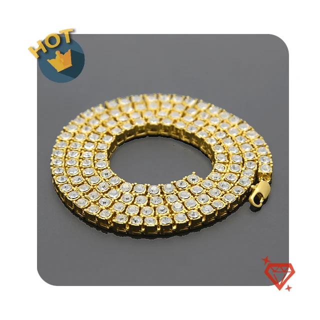 

European American Fashion 18 Inches Tennis Necklace Gold Plated Necklace Chains For Jewelry Making