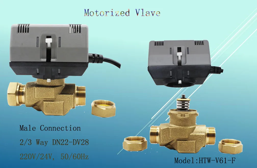 HVAC System 2 Way DN22 Female Motorized Valve
