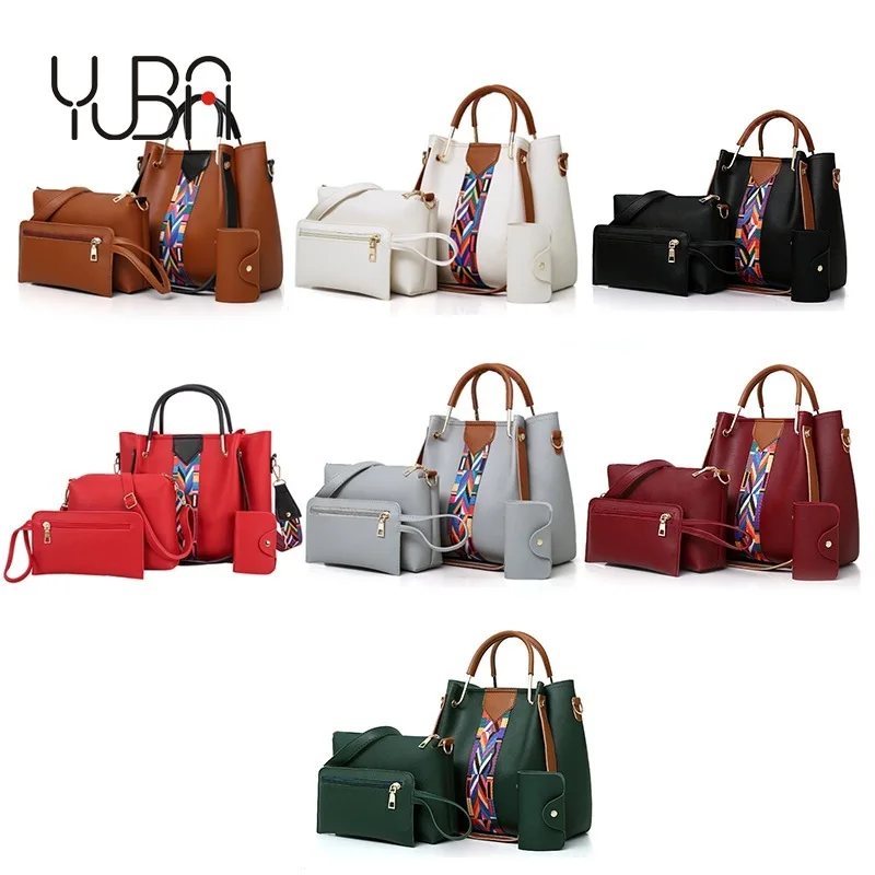 

designer Large Capacity Lichee Print 4 Piece Suit Women Leather Handbags pu leather handbag sets, Customizable