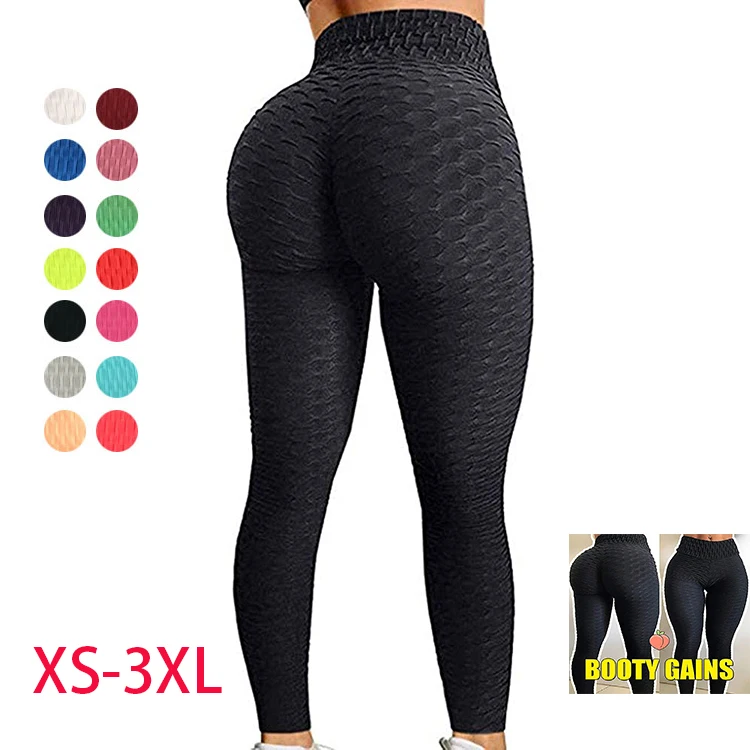 

Custom High Waist Fitness Pants Women Workout Push Up Trousers Solid Jacquard Show Hips Slim Fit Plus Size Yoga Leggings, 13 colors