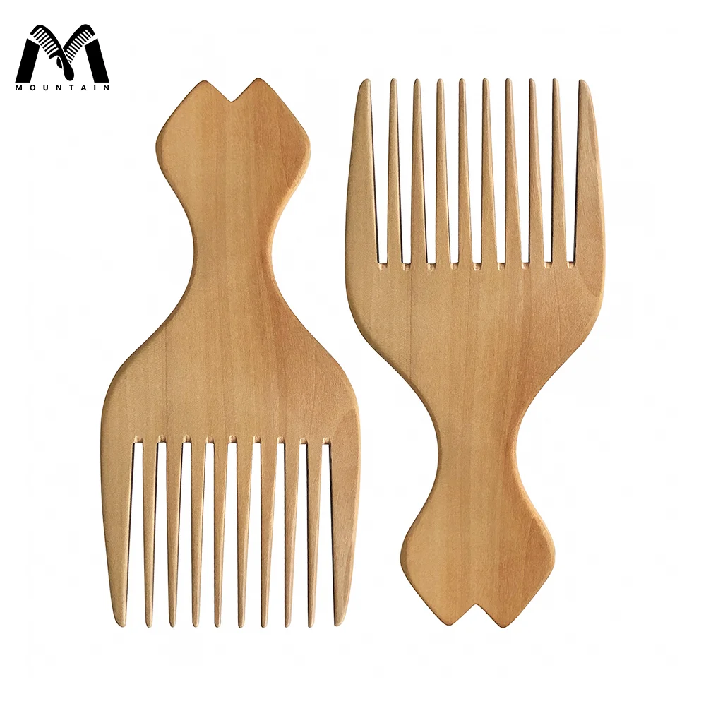 

New Design Eco-friendly Natural Anti-static Cherrywood Afro Pick Comb Styling Tool Afros & Beards Comb Brush Detangle Styling fo