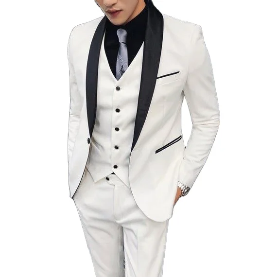 

Men Suits Wedding Groomsmen 3 Piece Groom Wear Suits Jacket Pant Dinner Christmas Suits