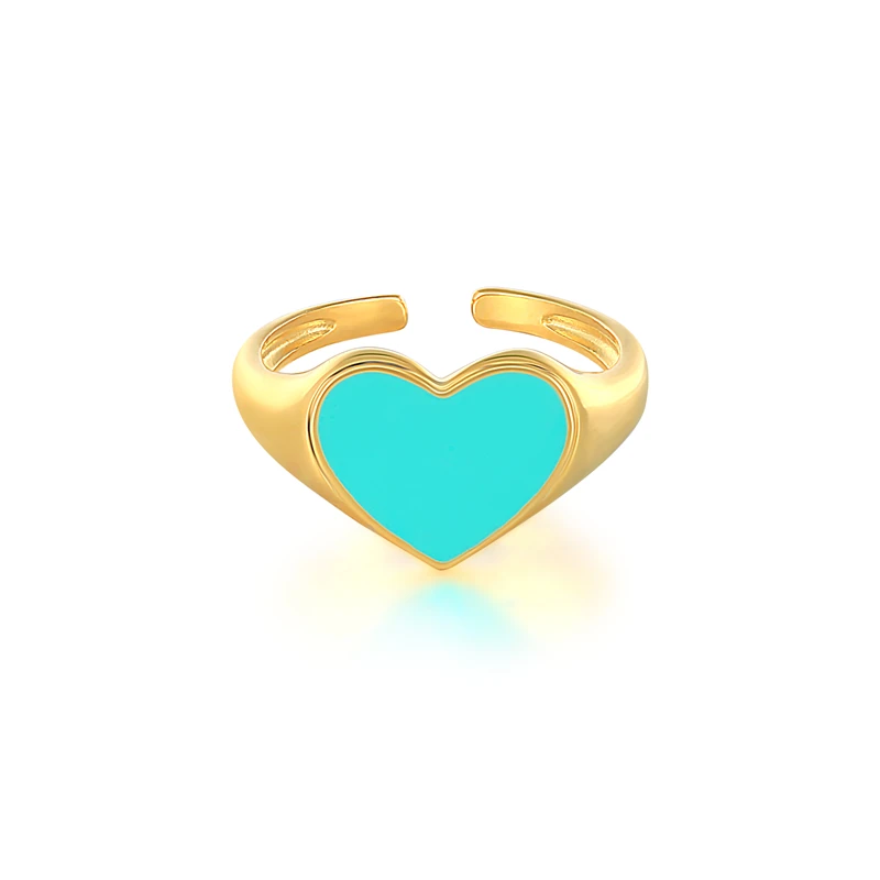 

ROXI 2021 romantic heart rings 18K gold plated love colorful cute enamel ring for women