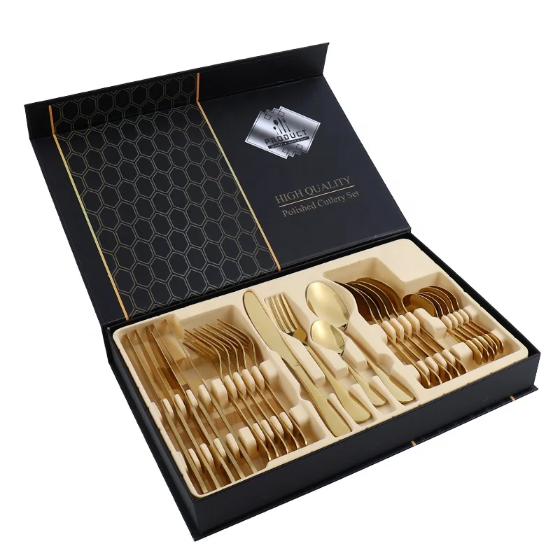

Amazon Hot-Selling 24pcs Stainless Steel Cutlery Set with Gift Box, 5 colors optional