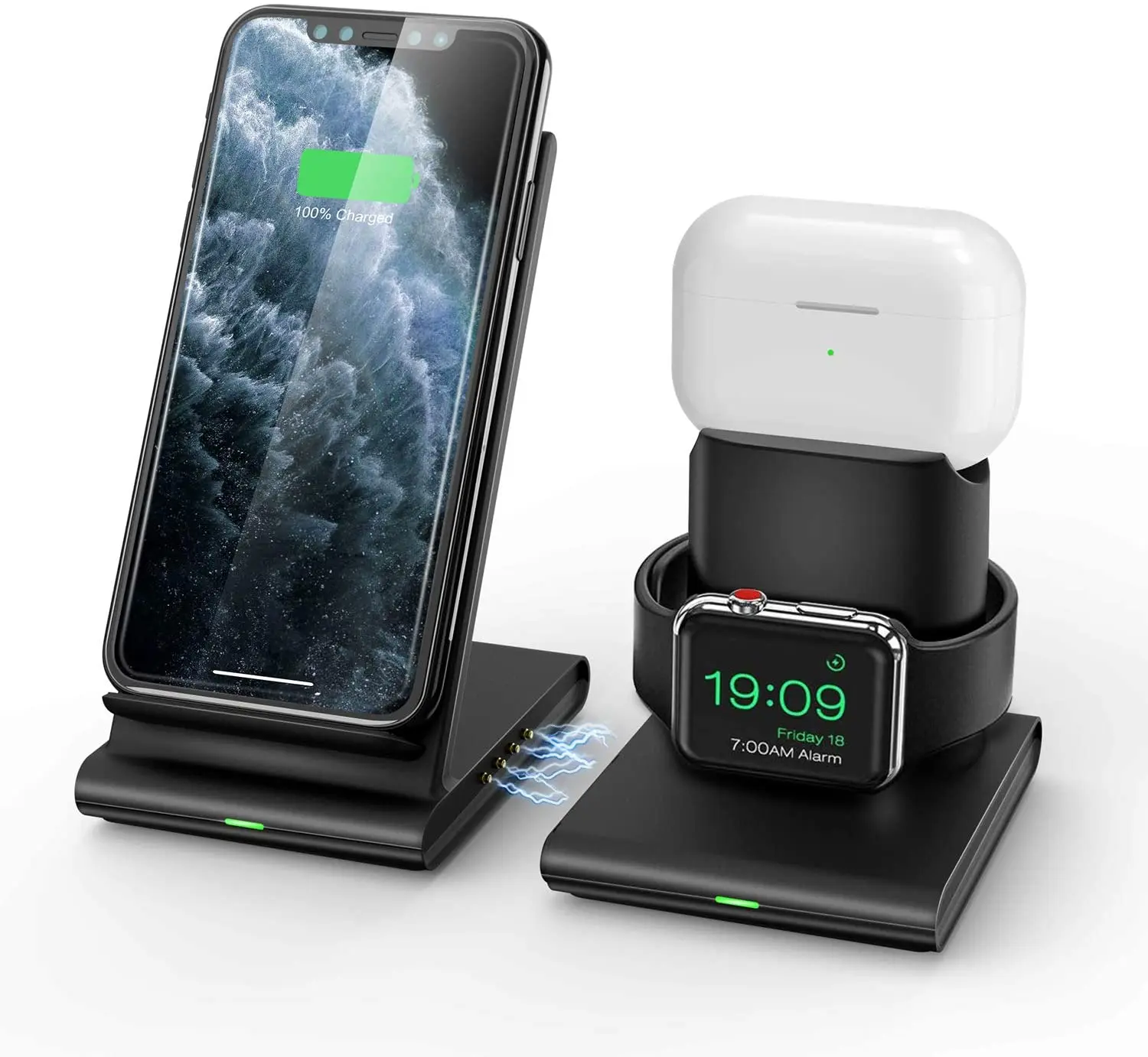 

Amazon best seller OEM Phone holder charging station Qi standard 10W Fast 3 in 1 wireless charger pad For AirPods, Apple watch