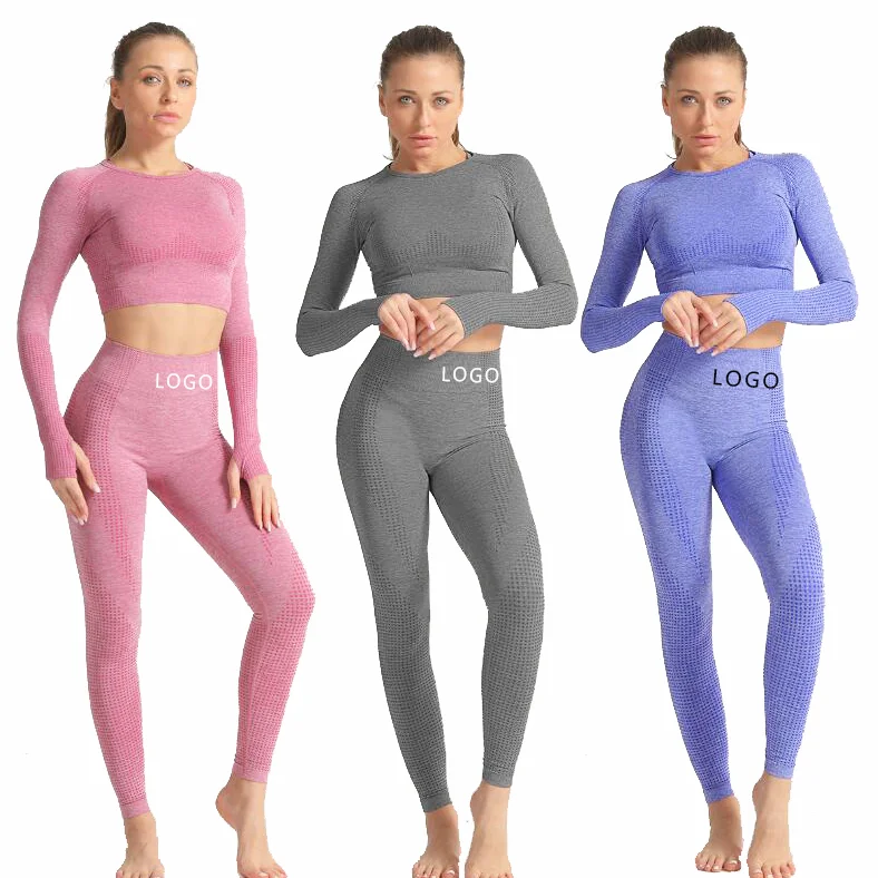 

Fashion Seamless Yoga Suit 5 piece Sports Shirts Crop Top Leggings Gym Clothes Fitness Tracksuit Workout Set