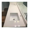 Waterfall Edge Quartz Statuario Stone Banjo Hotel Kashmir White Countertop I Shape Bathroom Vanity Tops for Heat On Sale