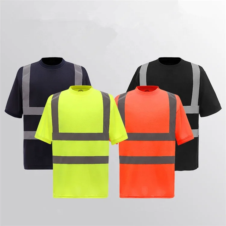 

oem logo custom high visibility reflective uniform construction industry night work safety security short sleeve t-shirt t shirt