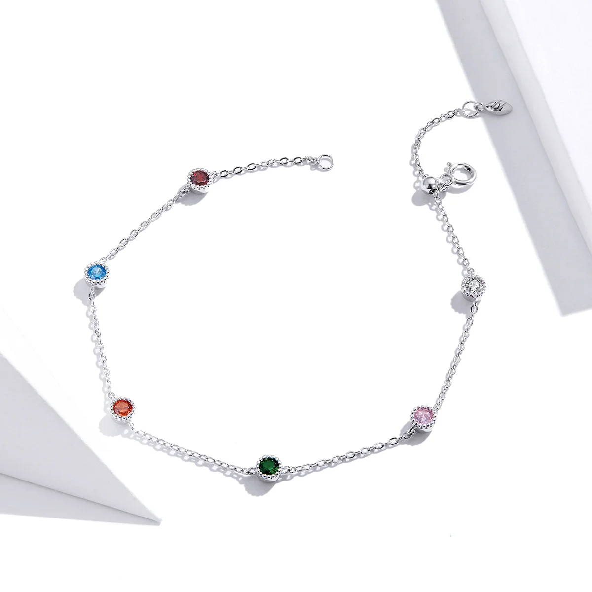 

Latest Design Beautiful 925 Silver Colorful Summer Link Chain Cz Bracelet Women