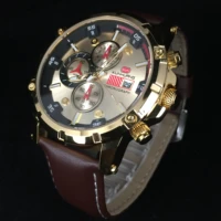 

Top Quality Mens Sport Watches Luxury Leather Strap Multifunction Chrono Feature Black Men Watches For Big Wrist Men