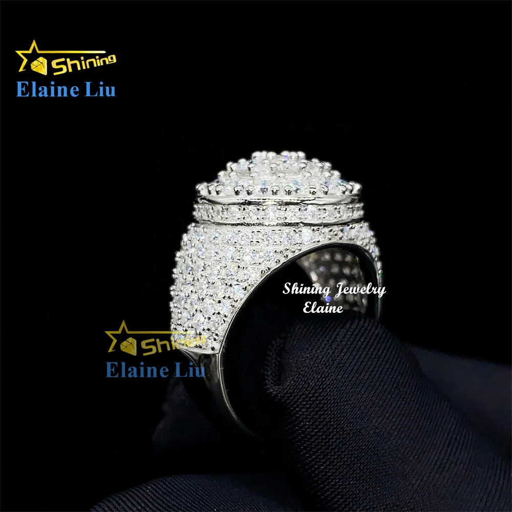 

Iced out cz zircon vvs moissanite custom luxury 925 sterling silver hip hop rings