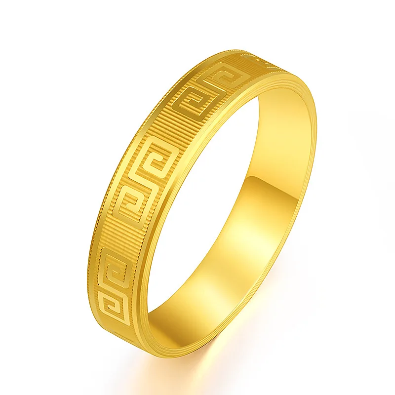 

Vietnam Placer Gold Circle Ring Brass Gold-Plated Rich Auspicious Retro Couple Couple Rings Holiday Gift Live Supply