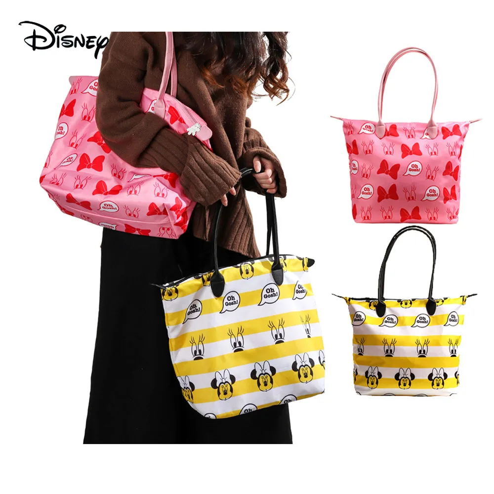 

Disney Mickey Minnie Tote Handbag Fashion Cartoon Portable Bag Cute Canvas Washable Fabric Mickey Zipper Bag