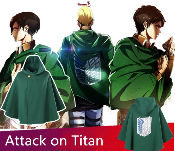 

Fashion Anime No Kyojin Cloak Cape Clothes Cosplay Costume Fantasia Attack on Titan Costumes, As pic