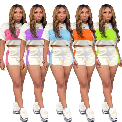 

Summer Shorts Woman Set Biker Shorts Tracksuites 2 Two Piece Pants Sets For Women vetement femm Ropa De Mujer Womens Apparel, Picture