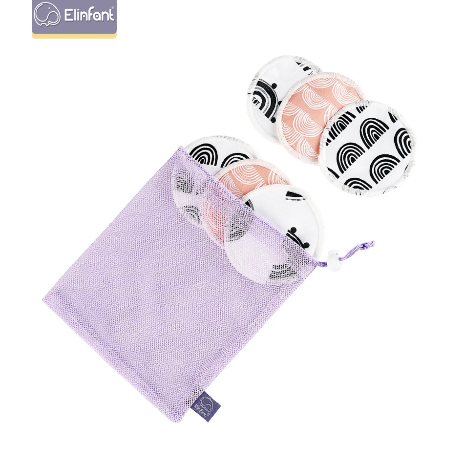 

Elinfant Breast Nursing Pads 6pcs/set waterproof reusable washable bamboo fiber mommy breast nursing pad, Customized color