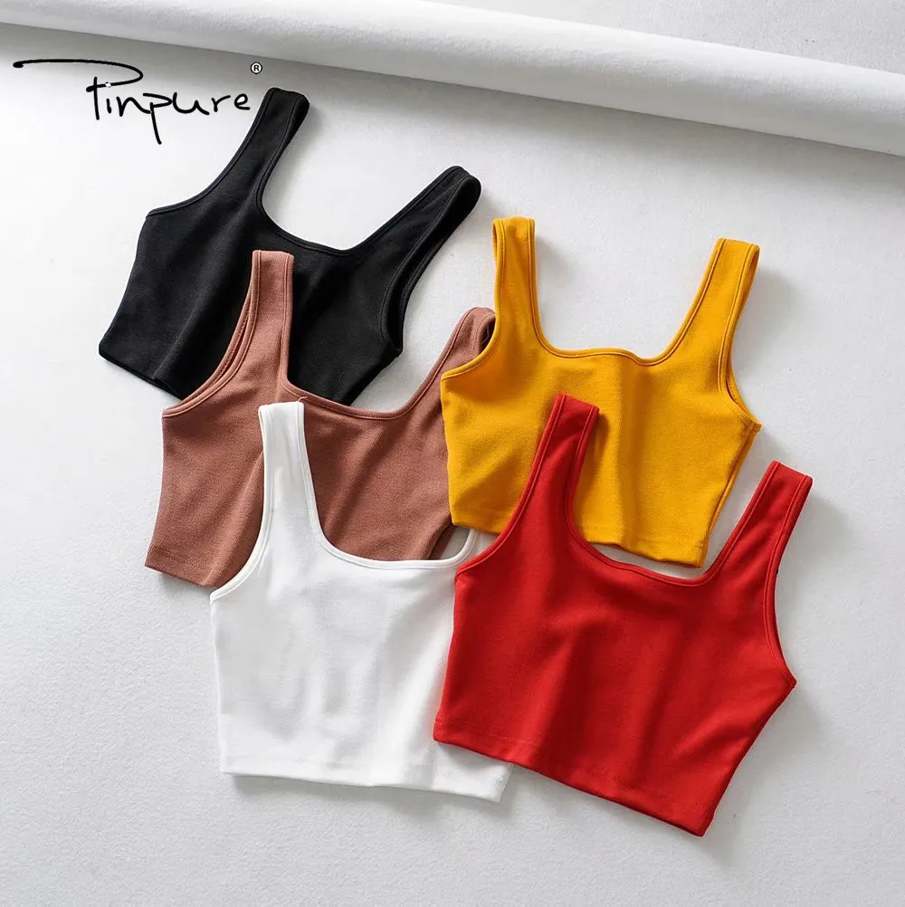 

R40038S Fashion women's square collar slim sling vest top, White/black/red/pink/yellow