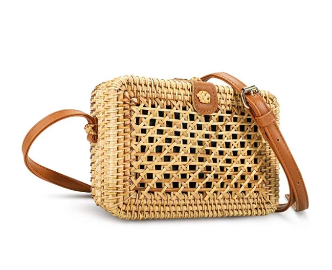 

Rattan Bags for Women - Unique Handmade Straw Bag for Women with Leather Strap