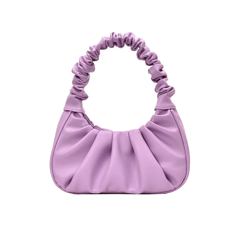 

2021 new Designer Ruffles PU leather girls handbag luxury ladies crossbody shoulder bag women hobo bag, Black, white, purple, light blue