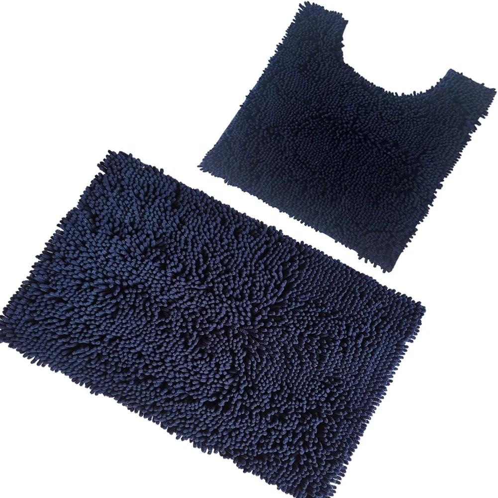 

2pcs Non-Slip bathroom rug set Mat Machine-Washable microfiber bathmat Chenille Carpet Rugs factory price, Customized color