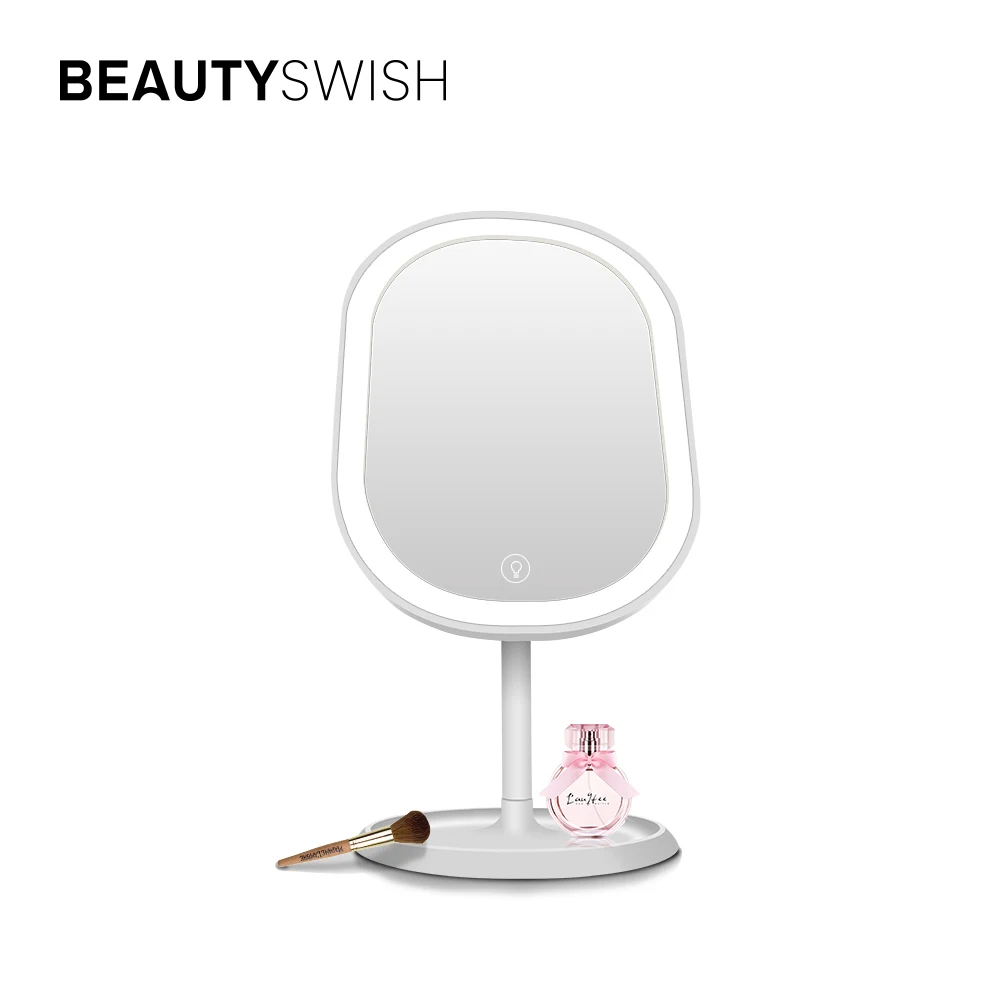 

Professional Smart Lighted USB Round Oval Touch Sensor Color Cosmetic Changing Table Vanity Make Up Mirror With Led