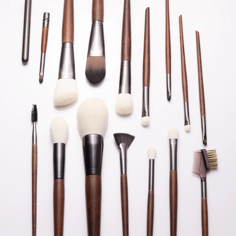

High Quality Private Label Custom Logo 15 Piece Wood Makeup Brush Set