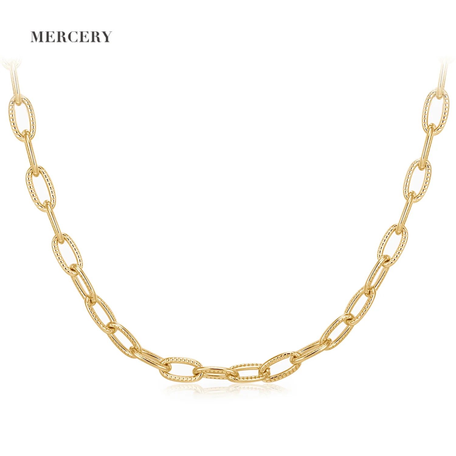 

Mercery Fashion Jewelry 14K Real Gold Plated Necklaces Cuban Chain Chunky Hip Hop Choker 14 Gold Plated Brass Jewelry Necklace