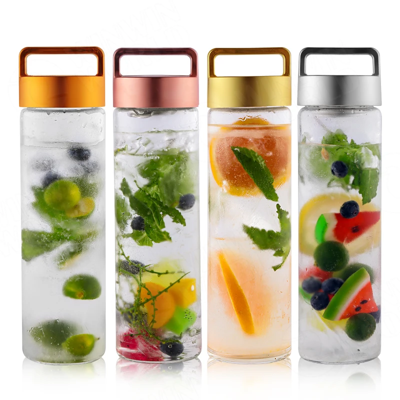 

18oz Leak Proof Lid 550ML BPA-Free to-Go Travel Bottle Glass Juice Bottles With Lid