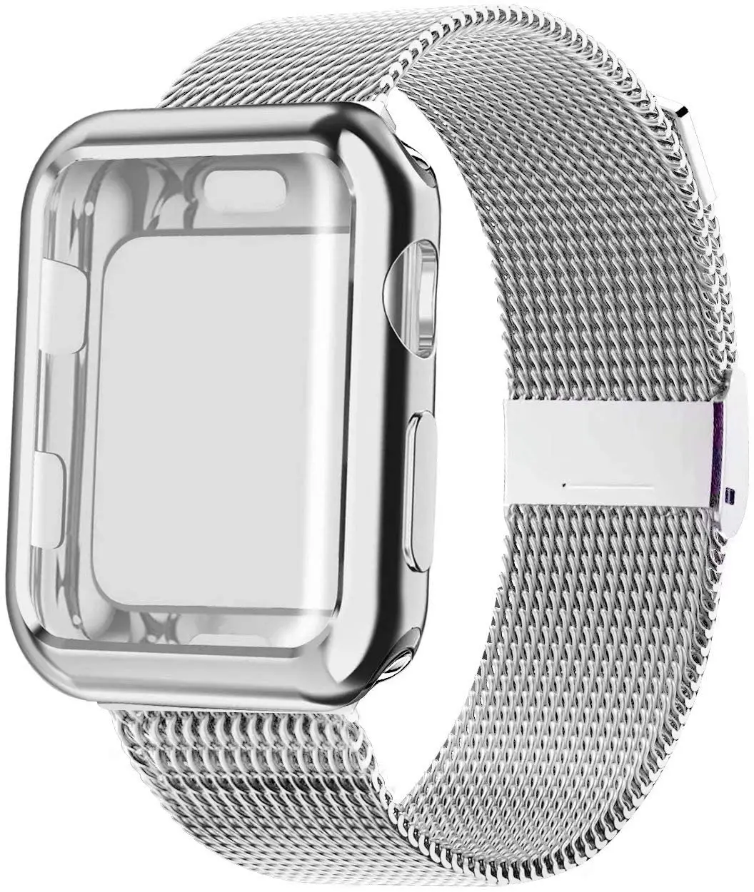 

Stock Milanese Loop for iWatch 40mm 44mm Metal Apple Watch Band , Silver Milan Mesh Loop , Magnet Watch Strap