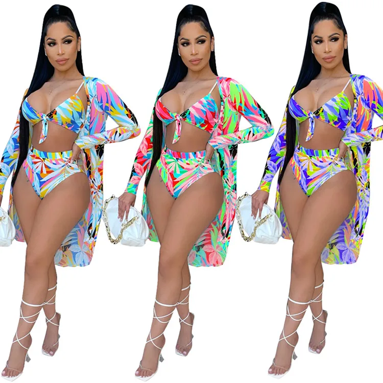 

New Plus Size Sexy Bikini Beachwear Three Piece Swimsuit Cover Up Swimwear Women
